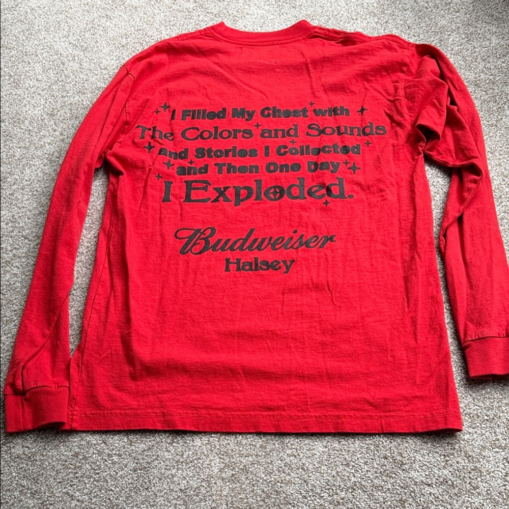 Red Long Sleeve Women's Halsey x Budweiser collab Tee